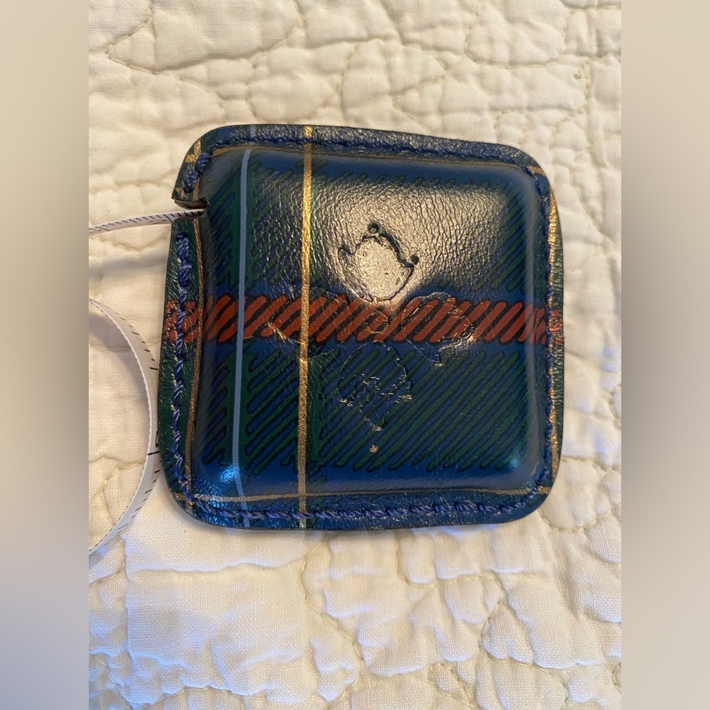 New- Patricia Nash Righello Tape Measuring Tape-Leather-Navy TARTAN PLAID